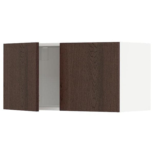 METOD - Wall cabinet with 2 doors, white/Sinarp brown, 80x40 cm