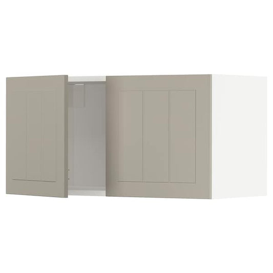 METOD - Wall cabinet with 2 doors, white/Stensund beige, 80x40 cm - best price from Maltashopper.com 69460787