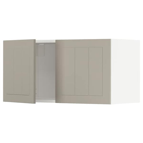 METOD - Wall cabinet with 2 doors, white/Stensund beige, 80x40 cm