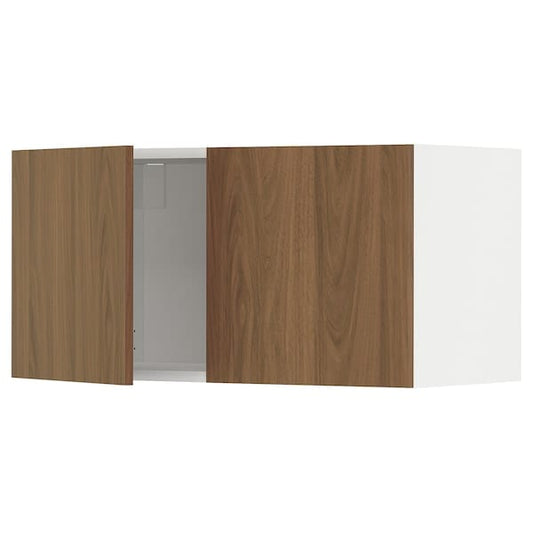 Ikea METOD - Wall cabinet with 2 doors, white/Tistorp brown walnut effect, 80x40 cm