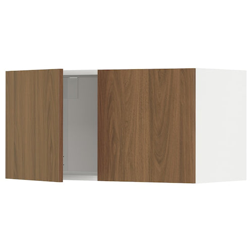 METOD - Wall cabinet with 2 doors, white/Tistorp brown walnut effect, 80x40 cm