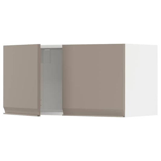 Ikea METOD - Wall cabinet with 2 doors, white/Upplöv matt dark beige, 80x40 cm