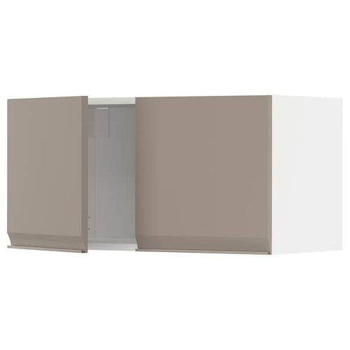 METOD - Wall cabinet with 2 doors, white/Upplöv matt dark beige, 80x40 cm