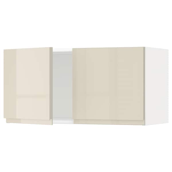 METOD - Wall cabinet with 2 doors, white/Voxtorp high-gloss light beige, 80x40 cm - best price from Maltashopper.com 89465717
