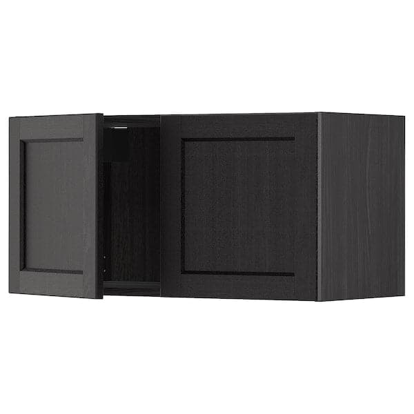 METOD - Wall cabinet with 2 doors, black/Lerhyttan black stained, 80x40 cm - best price from Maltashopper.com 99465854