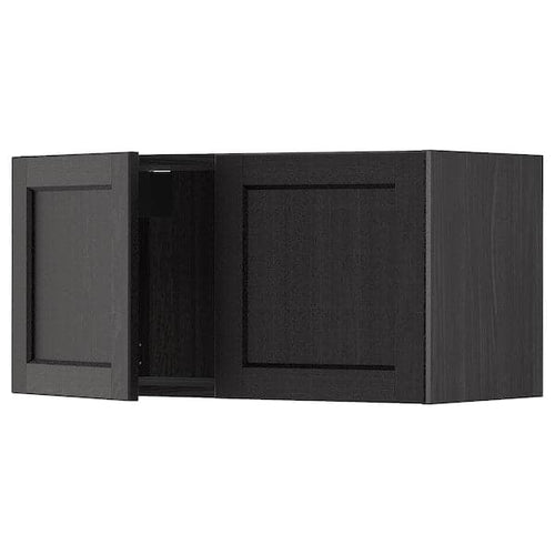 METOD - Wall cabinet with 2 doors, black/Lerhyttan black stained, 80x40 cm