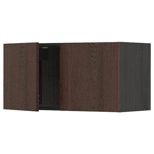 METOD - Wall cabinet with 2 doors, black/Sinarp brown, 80x40 cm