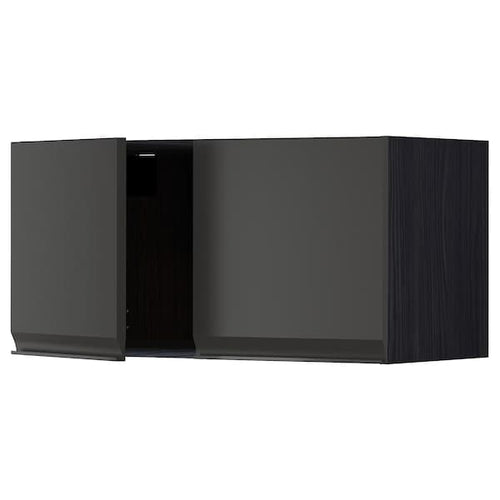 METOD - Wall cabinet with 2 doors, black/Upplöv matt anthracite, 80x40 cm