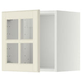 METOD wall cabinet with glass door, white/Bodbyn off-white, 40x40 cm