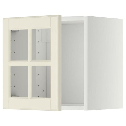 METOD - Wall cabinet with glass door, white/Bodbyn off-white, 40x40 cm