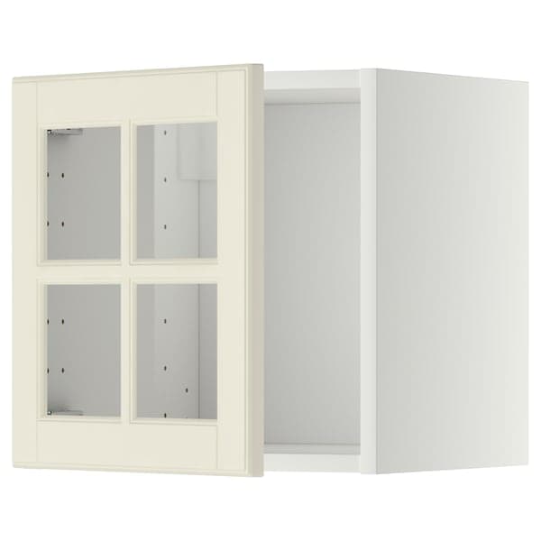 METOD - Wall cabinet with glass door, white/Bodbyn off-white, 40x40 cm