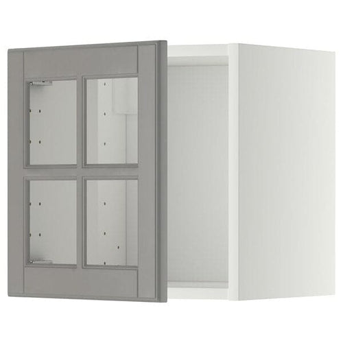 METOD - Wall cabinet with glass door, white/Bodbyn grey, 40x40 cm