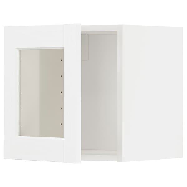 METOD - Wall cabinet with glass door, white Enköping/white wood effect, 40x40 cm - best price from Maltashopper.com 69473469