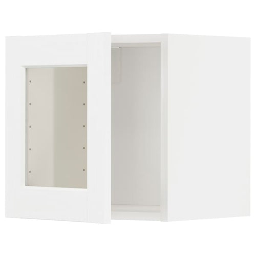 METOD - Wall cabinet with glass door, white Enköping/white wood effect, 40x40 cm