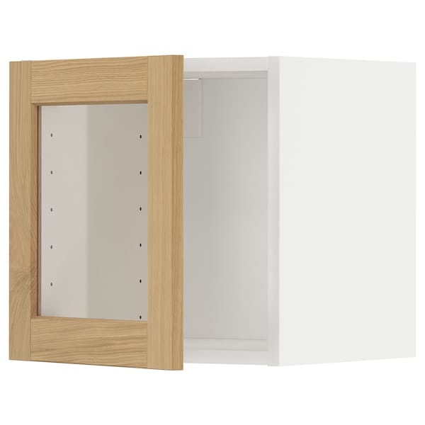 Ikea METOD - Wall cabinet with glass door, white/Forsbacka oak, 40x40 cm