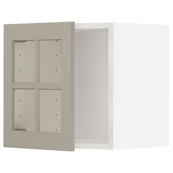 METOD - Wall cabinet with glass door, white/Stensund beige, 40x40 cm - best price from Maltashopper.com 39458540