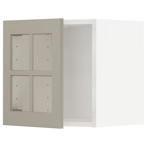 METOD - Wall cabinet with glass door, white/Stensund beige, 40x40 cm