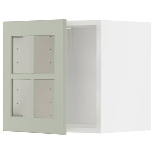 METOD - Wall cabinet with glass door, white/Stensund light green, 40x40 cm