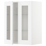 METOD wall cabinet w shelves/2 glass drs, white/Axstad matt white, 60x80 cm