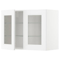 METOD - Wall cabinet w shelves/2 glass drs, white/Axstad matt white, 80x60 cm - best price from Maltashopper.com 69455427