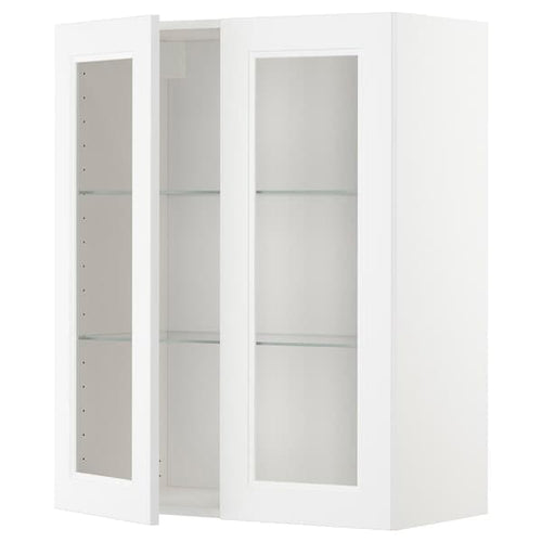 METOD - Wall cabinet w shelves/2 glass drs, white/Axstad matt white, 80x100 cm