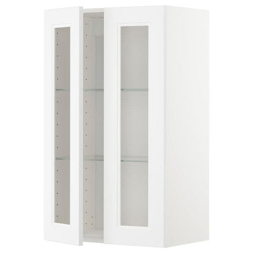 METOD - Wall cabinet w shelves/2 glass drs, white/Axstad matt white, 60x100 cm