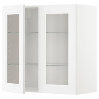 METOD - Wall cabinet w shelves/2 glass drs, white/Axstad matt white, 80x80 cm - best price from Maltashopper.com 79469706