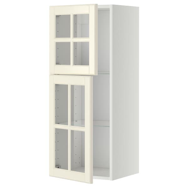 Ikea METOD - Wall cabinet w shelves/2 glass drs, white/Bodbyn off-white, 40x100 cm
