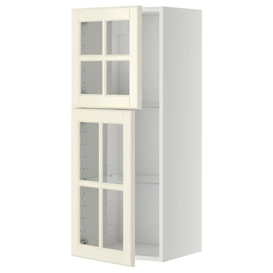Ikea METOD - Wall cabinet w shelves/2 glass drs, white/Bodbyn off-white, 40x100 cm