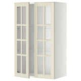 METOD wall cabinet w shelves/2 glass drs, white/Bodbyn off-white, 60x100 cm