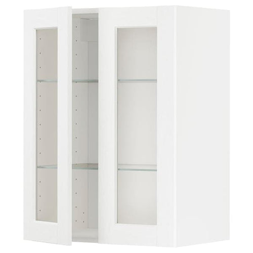 METOD - Wall cabinet w shelves/2 glass drs, white Enköping/white wood effect, 60x80 cm