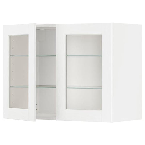 METOD - Wall cabinet w shelves/2 glass drs, white Enköping/white wood effect, 80x60 cm