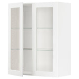 METOD wall cabinet w shelves/2 glass drs, white Enköping/white wood effect, 80x100 cm