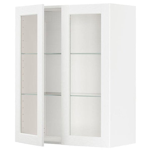 METOD - Wall cabinet w shelves/2 glass drs, white Enköping/white wood effect, 80x100 cm