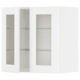 METOD wall cabinet w shelves/2 glass drs, white Enköping/white wood effect, 60x60 cm