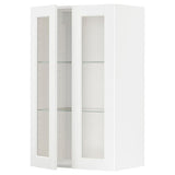 METOD wall cabinet w shelves/2 glass drs, white Enköping/white wood effect, 60x100 cm