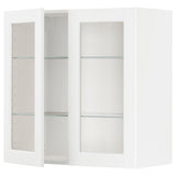 METOD wall cabinet w shelves/2 glass drs, white Enköping/white wood effect, 80x80 cm