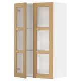 METOD wall cabinet w shelves/2 glass drs, white/Forsbacka oak, 60x100 cm