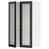 METOD wall cabinet w shelves/2 glass drs, white/Hejsta anthracite reeded glass, 60x100 cm
