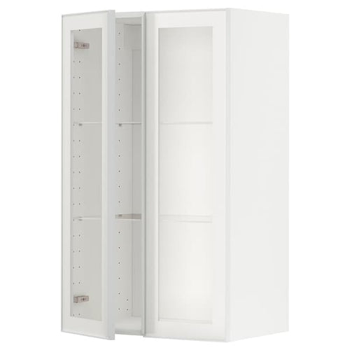 METOD - Wall cabinet w shelves/2 glass drs, white/Hejsta white clear glass, 60x100 cm