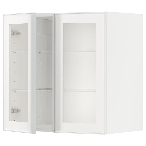 Ikea METOD - Wall cabinet w shelves/2 glass drs, white/Hejsta white clear glass, 60x60 cm