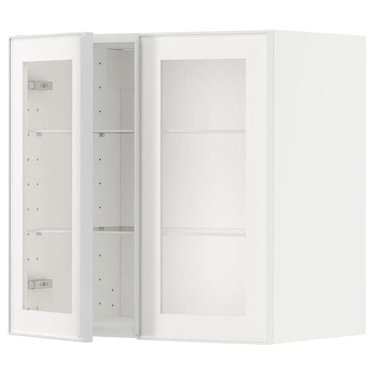Ikea METOD - Wall cabinet w shelves/2 glass drs, white/Hejsta white clear glass, 60x60 cm