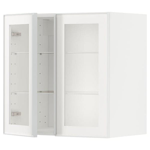 METOD - Wall cabinet w shelves/2 glass drs, white/Hejsta white clear glass, 60x60 cm