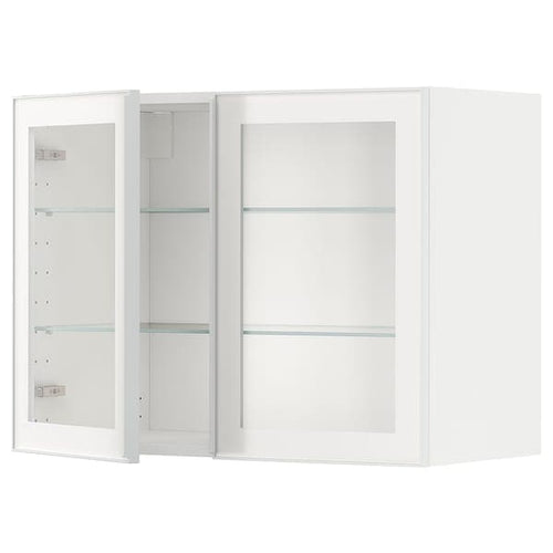 METOD - Wall cabinet w shelves/2 glass drs, white/Hejsta white clear glass, 80x60 cm