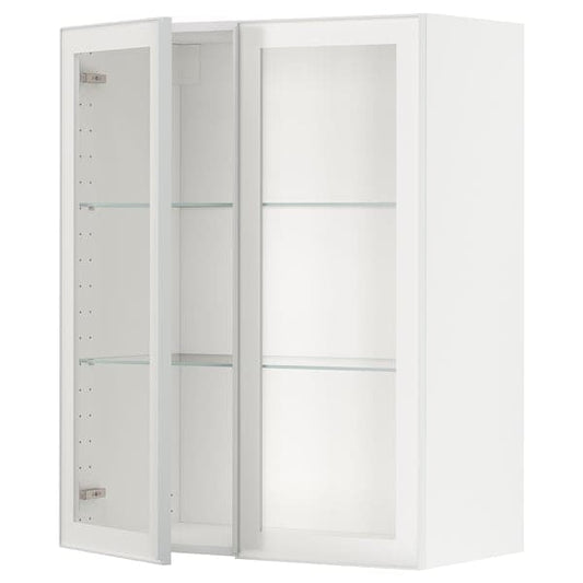Ikea METOD - Wall cabinet w shelves/2 glass drs, white/Hejsta white clear glass, 80x100 cm