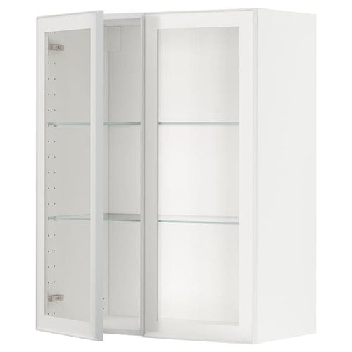 METOD - Wall cabinet w shelves/2 glass drs, white/Hejsta white clear glass, 80x100 cm