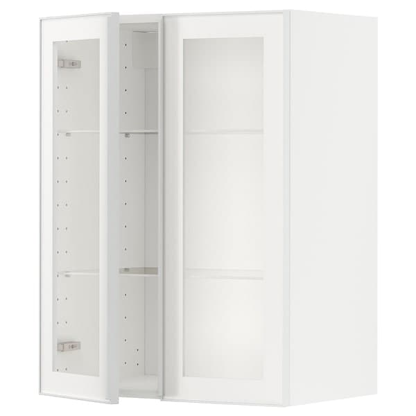Ikea METOD - Wall cabinet w shelves/2 glass drs, white/Hejsta white clear glass, 60x80 cm