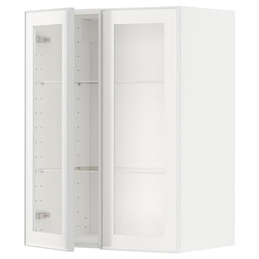 Ikea METOD - Wall cabinet w shelves/2 glass drs, white/Hejsta white clear glass, 60x80 cm