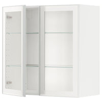 METOD - Wall cabinet w shelves/2 glass drs, white/Hejsta white clear glass, 80x80 cm - best price from Maltashopper.com 89490566
