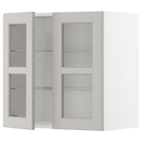 METOD - Wall cabinet w shelves/2 glass drs, white/Lerhyttan light grey, 60x60 cm - best price from Maltashopper.com 69463352
